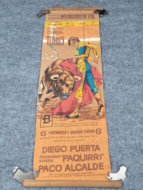 Vintage Bull Fighting Poster Plaza de Toros Monumental Barcelona Wall Hanging